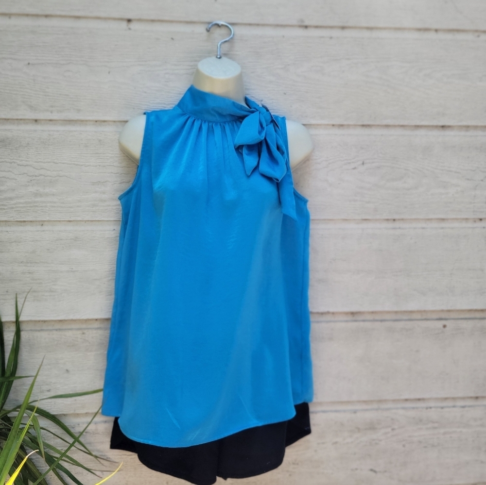 Worthington women blouse size S Color blithe blue - Picture 3 of 8